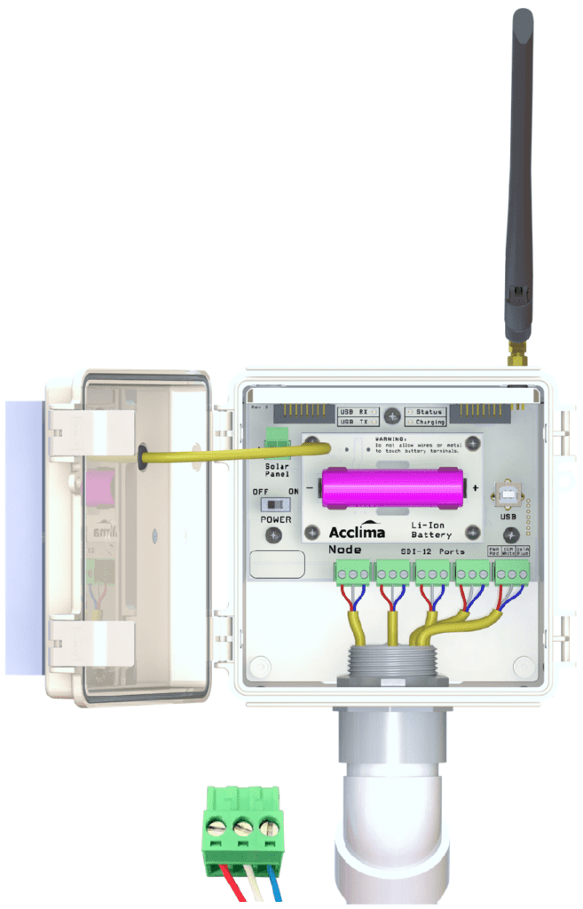 Routing Sensor Cables through the Base of the Mast - Acclima