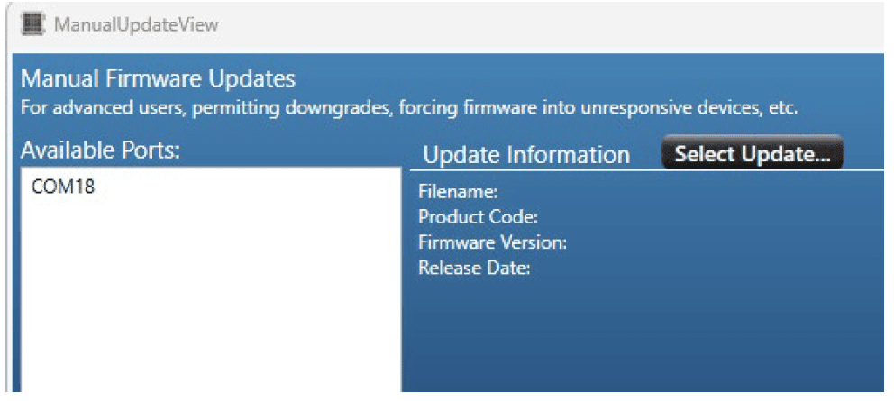 Manual Update View - Acclima