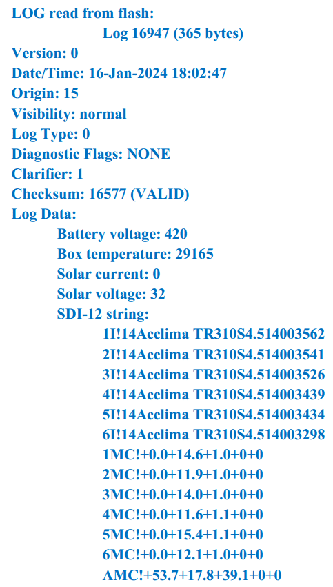 LOG Read from Flash - Acclima