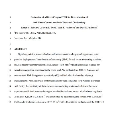 Evaluation of a Direct-Coupled TDR for Determination of Soil Water Content and Bulk Electrical Conductivity
