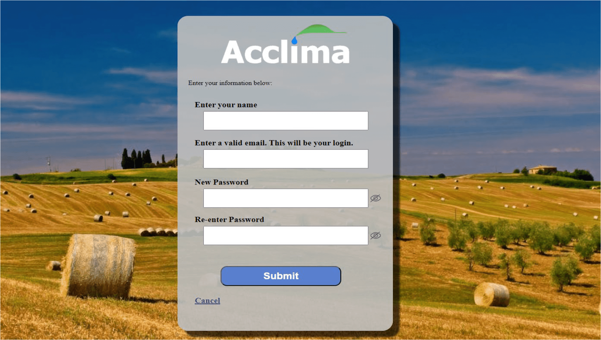User Account Creation - Acclima