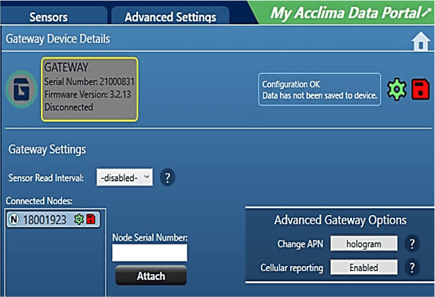 Change APN - Acclima