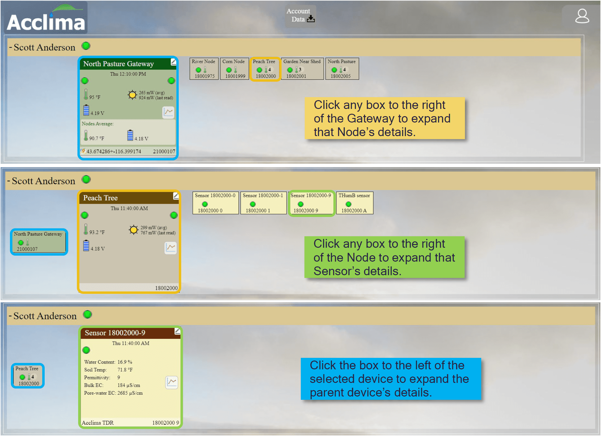 Device Focus Three Screenshots - Acclima