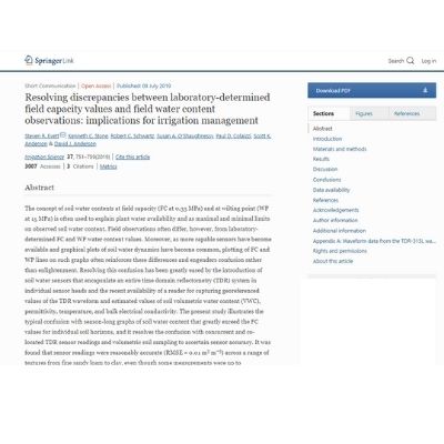Resolving discrepancies between lab-determined field capacity . . . implications for irrigation