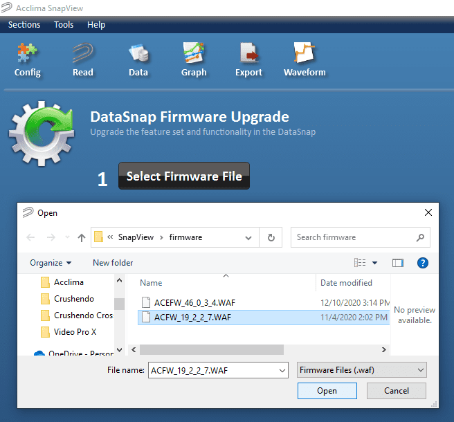 Select the Firmware File Setup Screen
