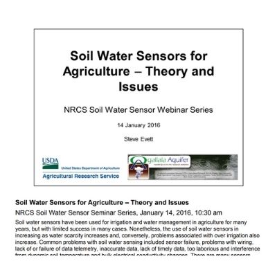 Soil Water Sensors for Agriculture - Theory and Issues