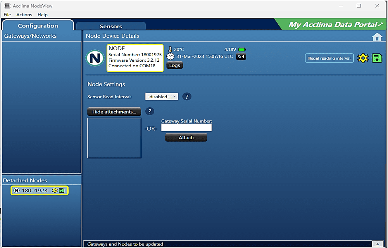 Acclima NodeView Configuration