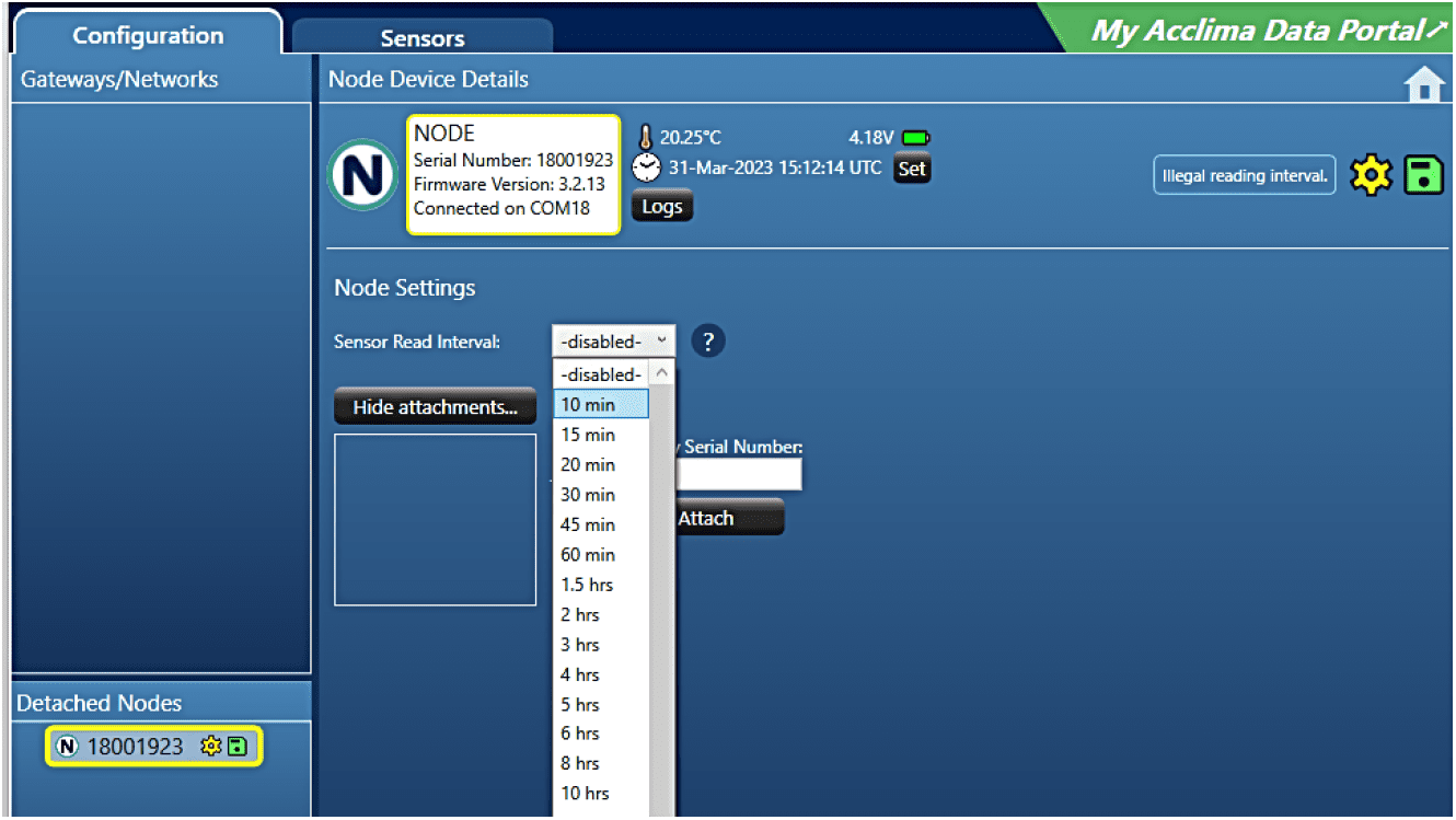 My Acclima Data Portal Screenshot