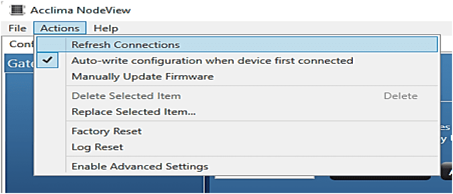 Acclima NodeView - Refresh Connections